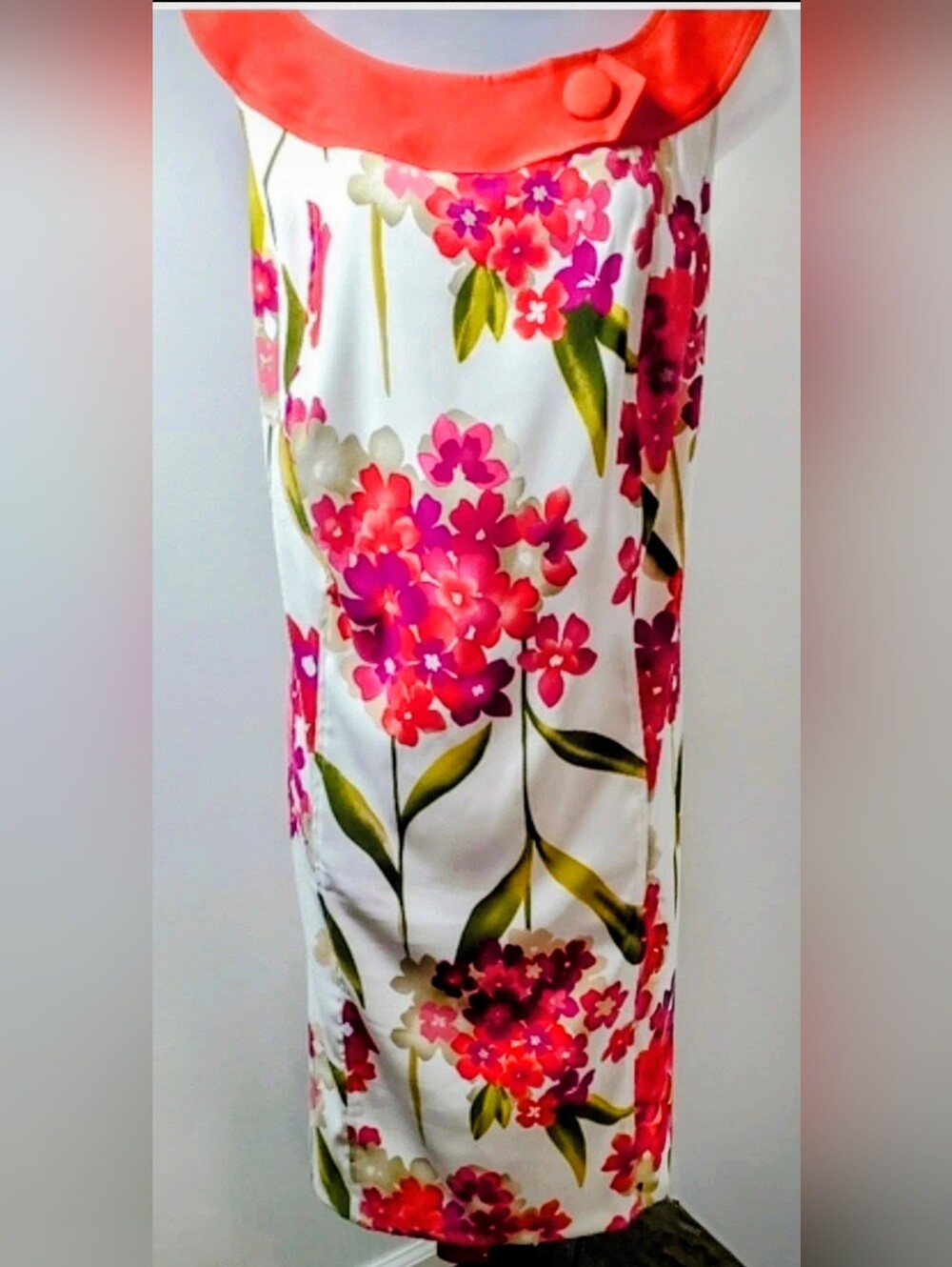 Plus Size (22) Vibrant Floral Dress with Red and Green Accents